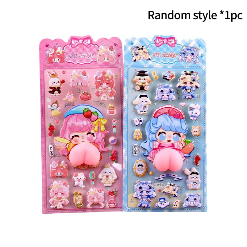 3D Bubble Cartoon Stickers Soft Pinch Pippi Sticker Decompression Diy Phone Case Scrapbook Notebook Cover Decorative Stickers