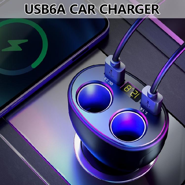 Разветвитель прикуривателя на 2 гнезда, двойной USB-адаптер, светодиодный дисплей, автомобильное зарядное устройство, USB-адаптер для автомобильной зарядки