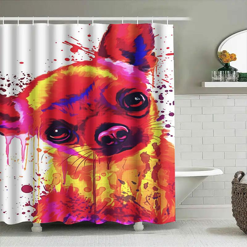 Red Apple Pattern Shower Curtain Pop Art Design Bathroom Decor for Kids Bathrooms Durable Waterproof Shower Cover with Hook Ring