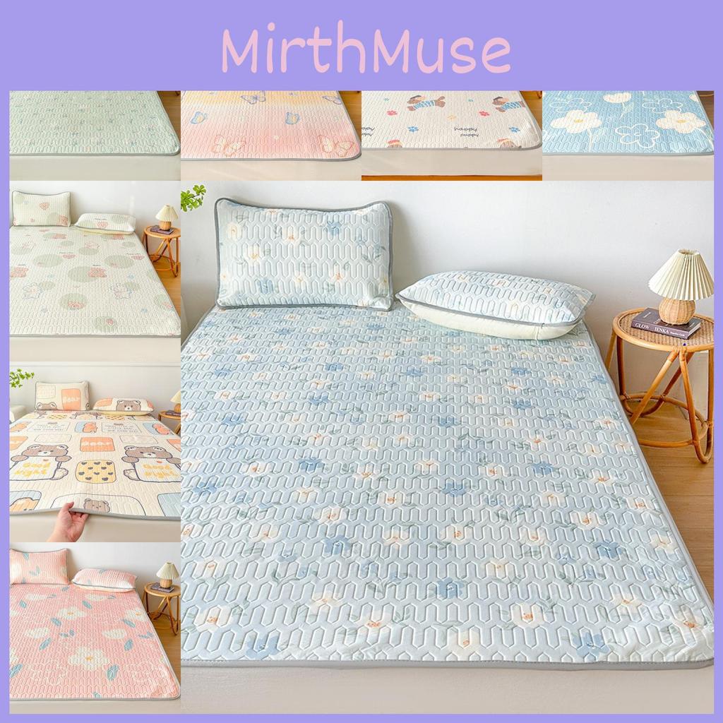 Summertime Bear Butterfly Dog Flower Patternlatex Bed Mat With Waterproof Print Material And Soft Pillowcases