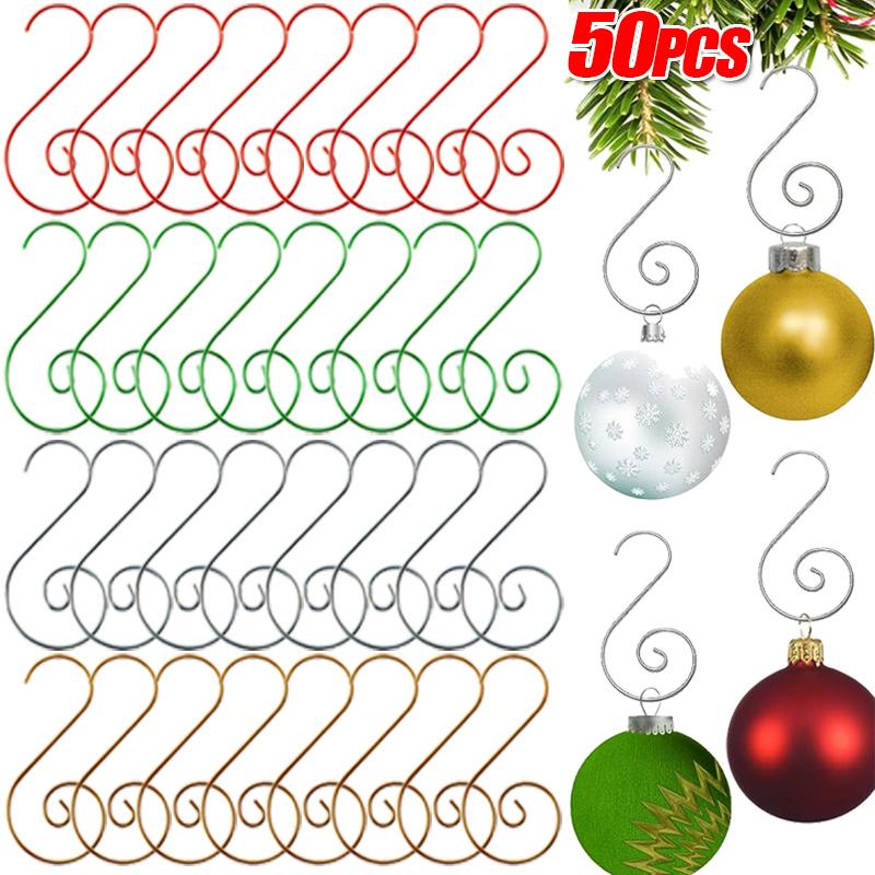 Рождественские украшения, металлические крючки, елочные шары, подвесные крючки в форме буквы S, рождественские новогодние украшения для дома, принадлежности