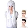 CaseEden Cosplay Wig, Long, Straight, 80cm, White, Pure White, Set of 2 Wig Nets
