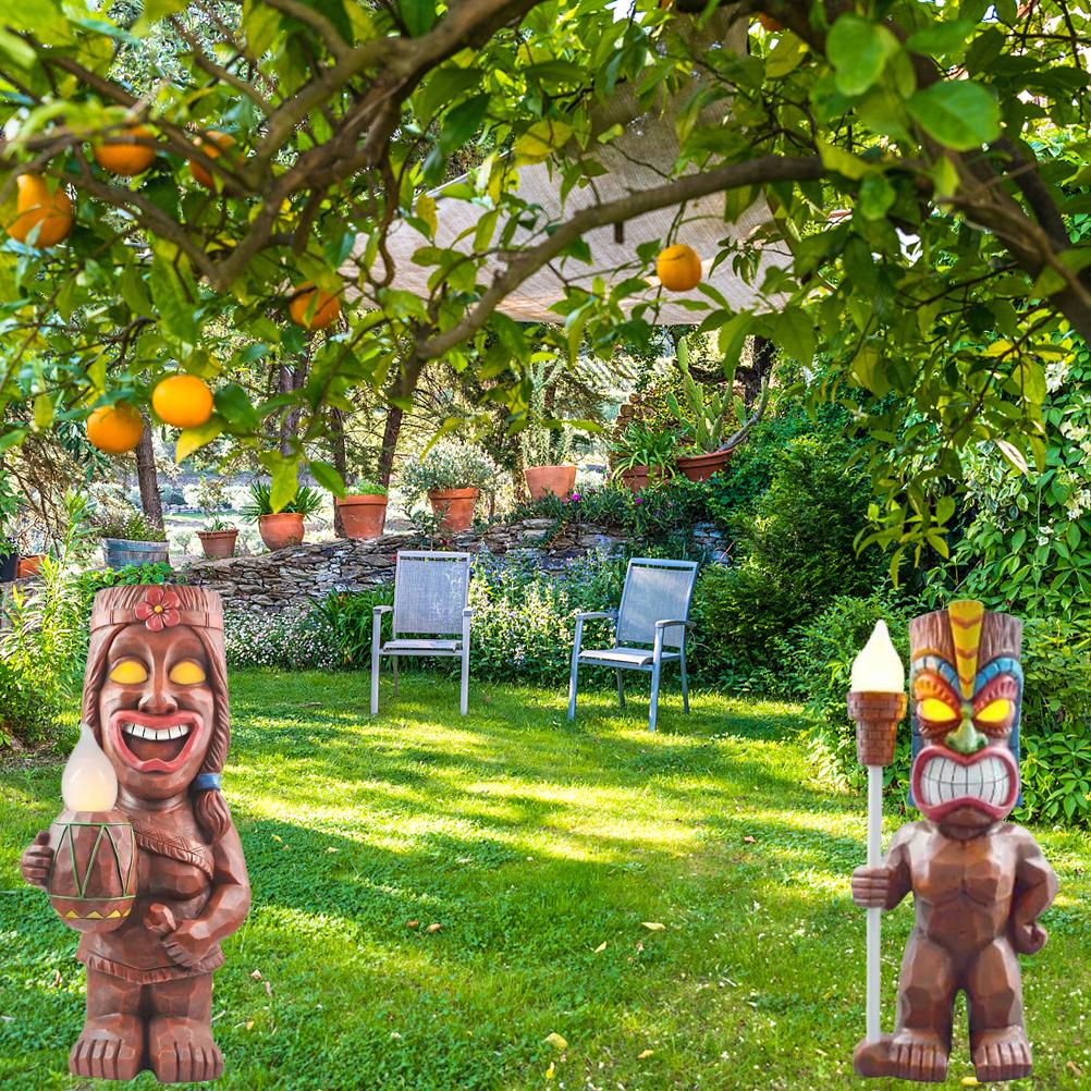 Solar Powered LED Tiki Light Solar Totem Figurine Ornaments LED Garden Light Decoration Crafts for
