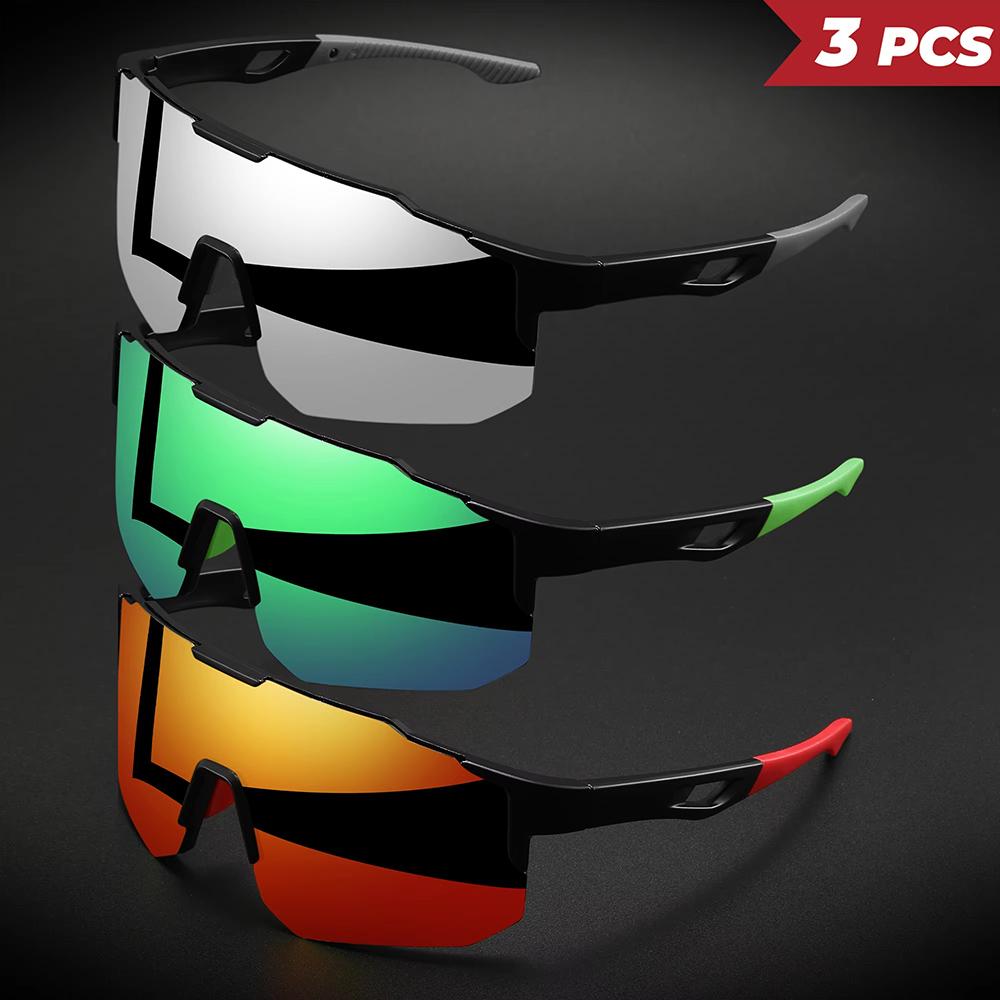 1-3PCS Unisex Oversized Sports Sunglasses UV400 Wraparound Design Colorful Comfort Fit for Cycling Hiking Outdoor Activities 7