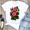 (Asian Size) Tee Top Woman Cartoon Flower Style Cute Female Short Sleeve Clothing Print Fashion Graphic T-shirts Women T Shirt