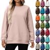 Women Winter Tops Women's Long Sleeve Sweatshirt Casual Crewneck Loose Fit Pollover Fleece Tops