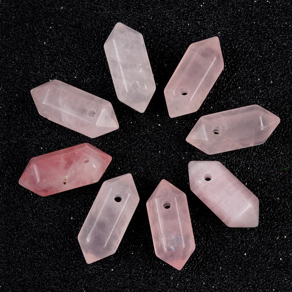 5 шт., натуральные камни, двухконечные шестиугольные подвески, перфорированные кристаллы, подвески для изготовления ювелирных изделий своими руками, женские ожерелья, аксессуары, подарки для творчества