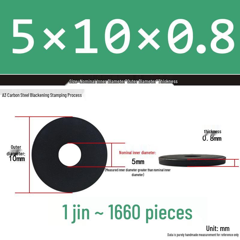 Black Oversized Thickened Round Metal Flat Washer Spacer for Home Use