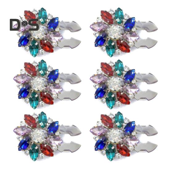 1/6Pcs Button Covers Faux Pearls Shiny Rhinestone Flower Shape Button Clip with Pliers Press Dress Suit Tux Accessories