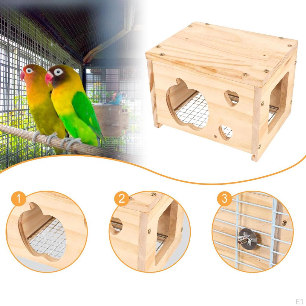 Wooden Bird House for Inside Cage Nest Resting Place Hut Wood Parakeet Nesting Box Parrot