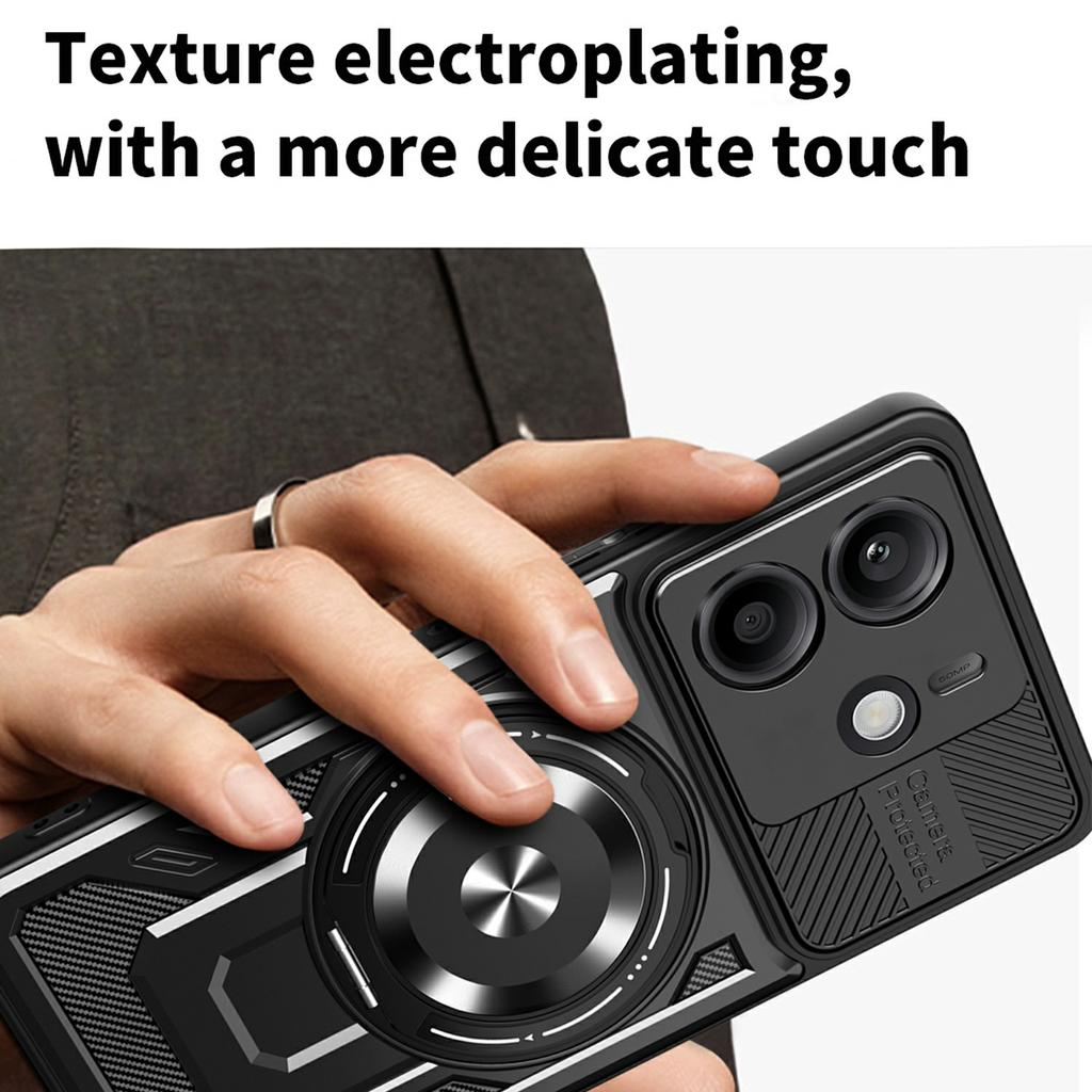 Для Xiaomi Redmi Note 14 4G (163,25 мм) Магнитный чехол с вращающейся подставкой TPU+PC Чехол для телефона