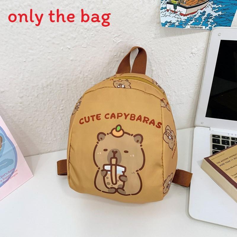 Capybara Drinking Milk Tea Burger Toast Cake Cartoon Pattern Kid Backpack For Preschool Boys And Girls