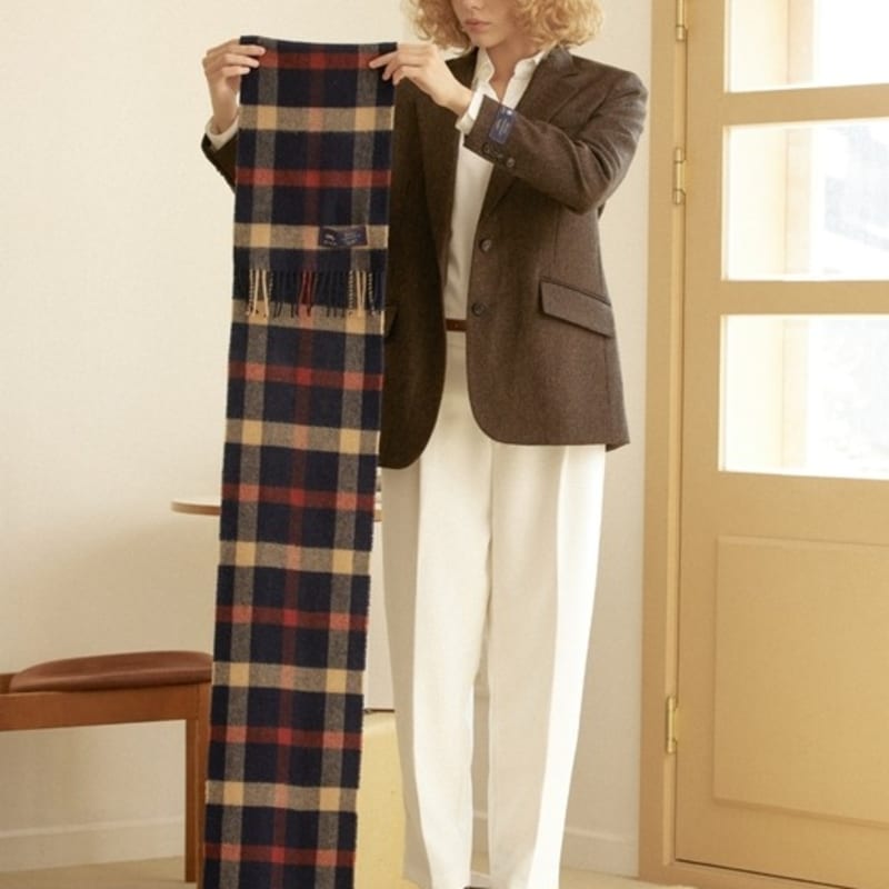 ABRAHAM MOON Шарф из мериносовой шерсти 25 см - Blythe Navy Rust