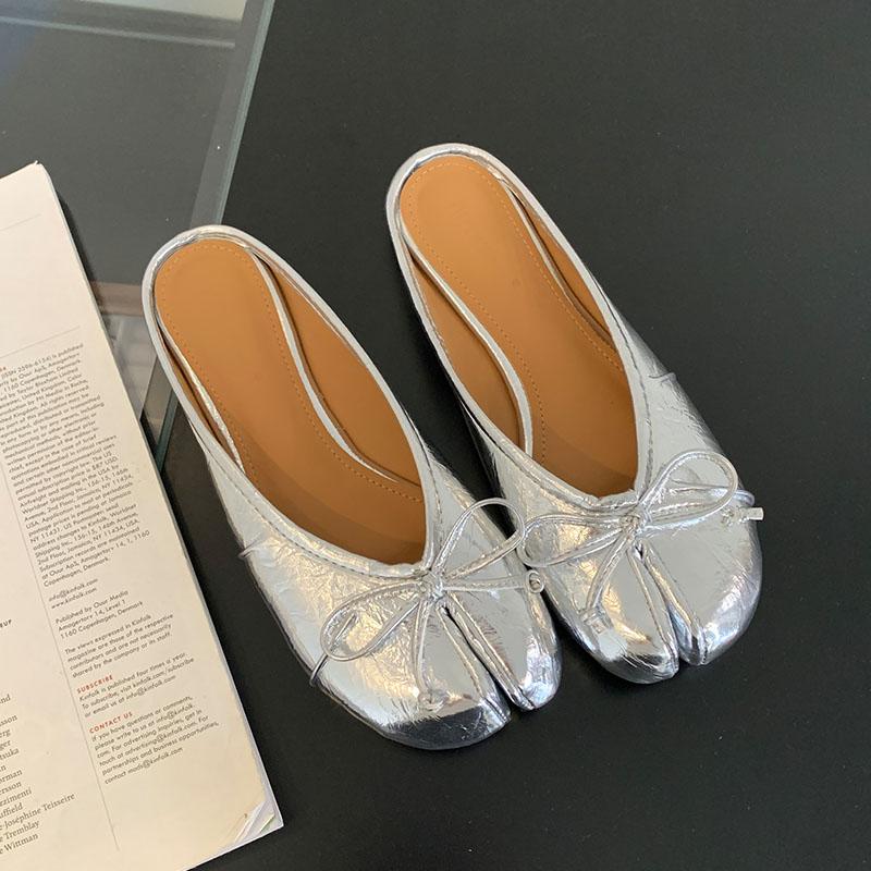 Fashion Fashion Butterfly-Knot Flats Slippers Women Mules Shoes Female Shallow Footwear Strange Toe Ladies Flats Slippers Shoes
