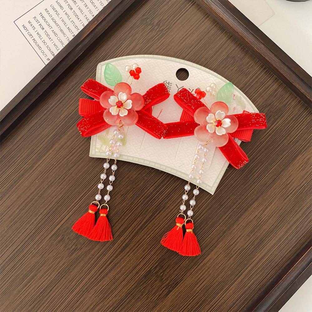 Детская новогодняя заколка для волос в стиле Тан, головной убор в стиле Ханфу, заколка для волос в старинном стиле для детей