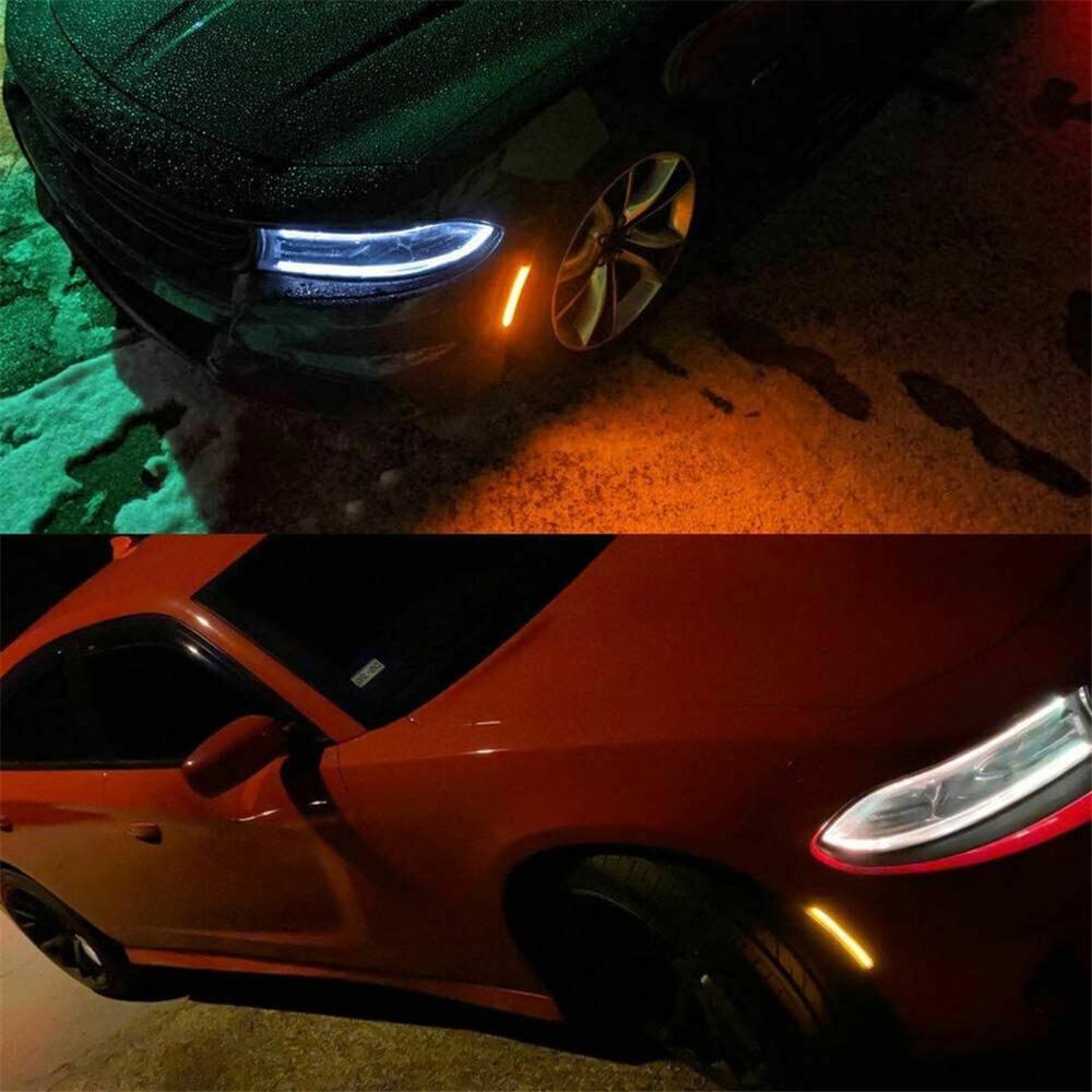 4 шт. Светодиодные боковые габаритные огни Передние Задние Для Dodge Charger 2015-2023 Затемненный корпус
