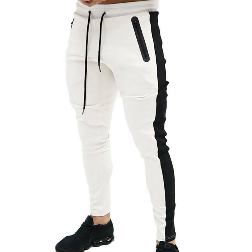 Мужские брюки Slim Fit с эластичной лентой, спортивные флисовые брюки, повседневные узкие спортивные штаны
