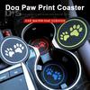 Car Round Water Bottle Silicone Coaster Dog Paw Print Cup Holder Anti Slip Hear Resistant Silicone Cup Mat Car Interior Accessories