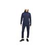 Logo Print Zip-Up Stand Collar Long Sleeve Top And Mid-Waist Drawstring Straight-Leg Pants Sportswear Set Men Sportswear Set Blue DV9754-451