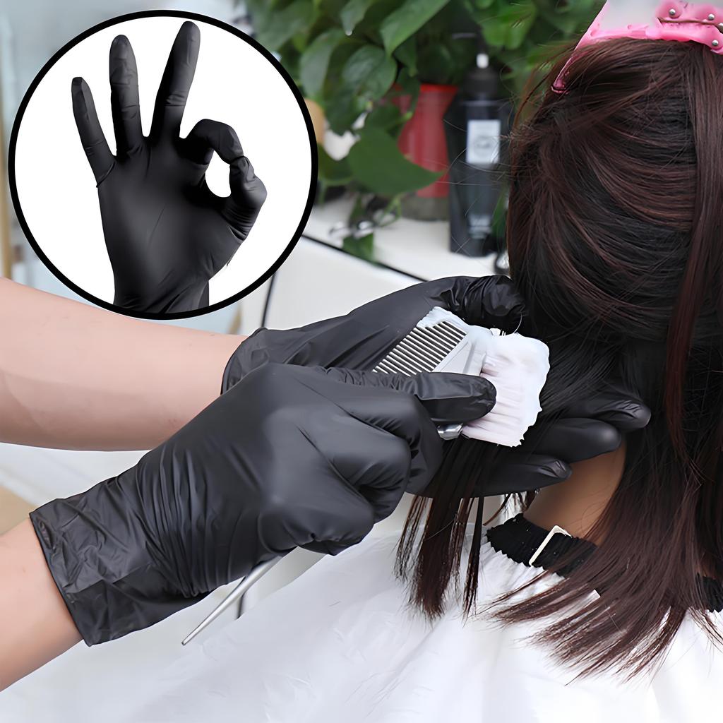 100Pack Black Disposable Nitrile Gloves for Housework PVC Latex-Free Anti-Static Gardening Pet Care Tattoo Work Oil-Proof