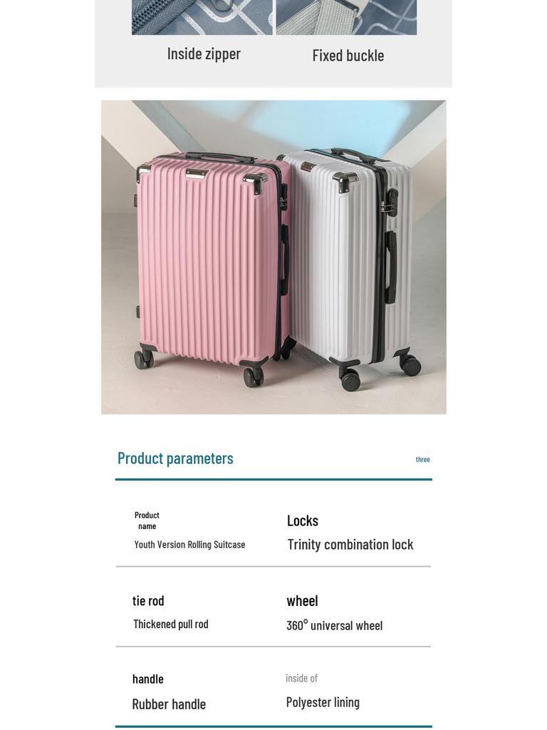 2024 28-Inch Sturdy Travel Suitcase with Combination Lock - Lightweight and Durable for Men and Women