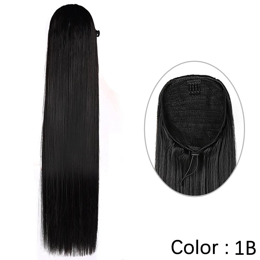 LISI HAIR Синтетические длинные прямые волосы для наращивания хвоста с зажимом из натуральных волос на шнурке для женщин для наращивания волос