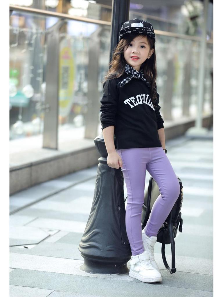 Girls' Slim Fit Elastic Leggings - Imitation Jeans