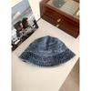 New washed and old retro denim basin hat children plain face cover face small bucket hat male trend