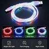 USB-кабель для быстрой зарядки со светодиодным эффектом текущего света, водонепроницаемый, прочный шнур для автомобиля, уличного кемпинга, зарядки телефона