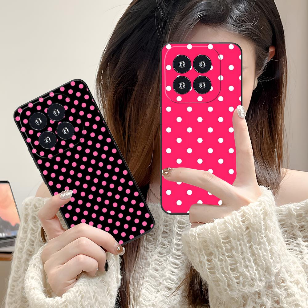 Розовый Чехол для Мобильного Телефона с Точками в Форме Сердца для Xiaomi 15 14 13 12 Mi 11 T Ultra Lite Pro S X 5G Цветной Печатный Чехол Красивый Чехол