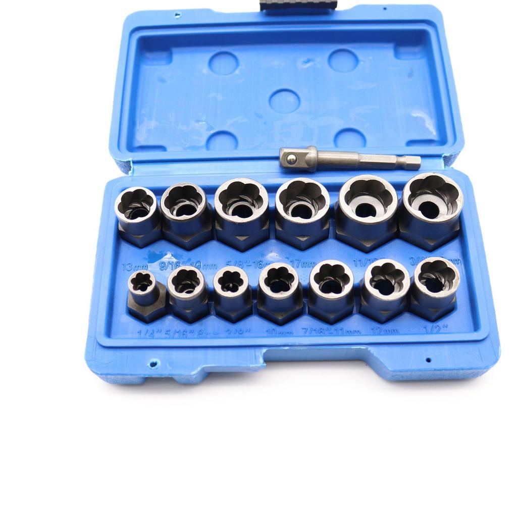 Набор из 14 экстракторов гаек и винтов для поврежденных и некомплектных крепежей