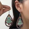 European & American Christmas Teardrop Earrings - Hollow Tree & Santa Design for Women