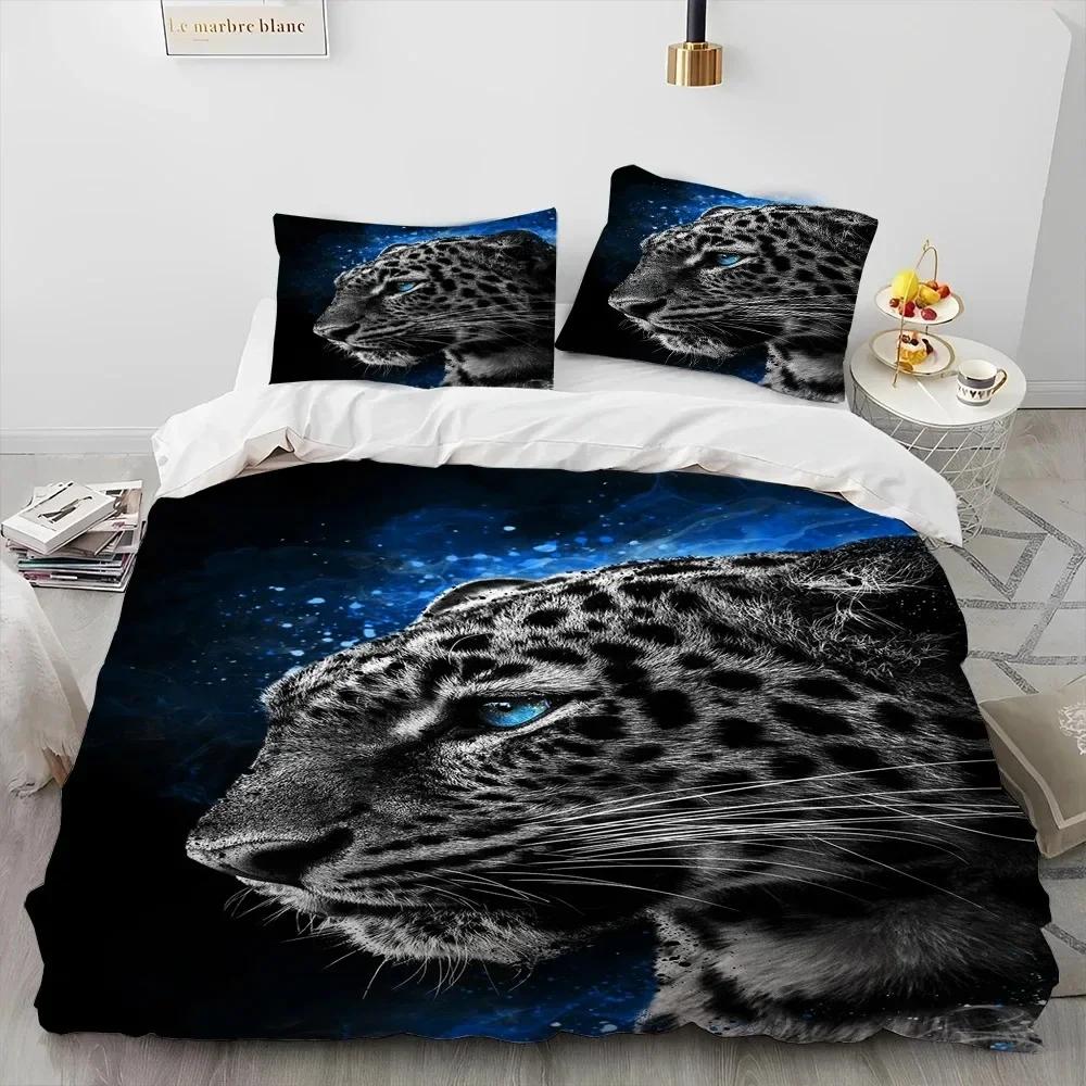 3D Tiger Rose Leopard Animal Luxury Comforter Bedding Set,Duvet Cover Bed Set Quilt Cover Pillowcase,King Queen Size Bedding Set