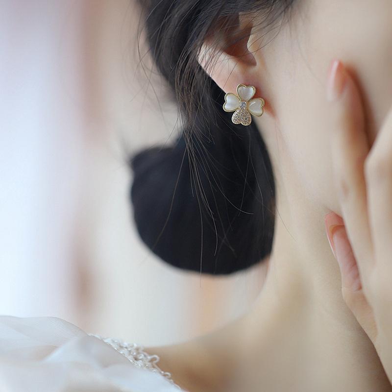 Модные серьги с четырьмя листочками клевера и кошачьим глазом, серьги-подвески, новые женские серьги, не теряющие цвет