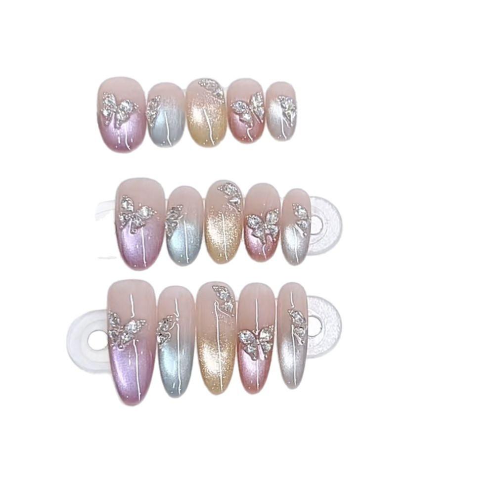 Плетеные доспехи Новая красочная бабочка Красочный светоотражающий циркон Бриллиант Кошачий глаз Маникюр Наклейка