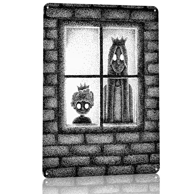 Visitors At the Window Personalized D Textured Metal Poster Wall Art Vintage Tin Signs for Gaming Room Decoration Cozy House