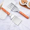 Stainless Steel Frying Spatula Set with Wooden Handle Heat Resistant Solid Turner