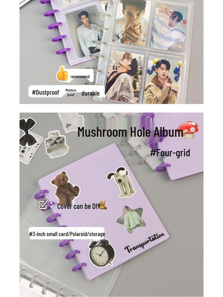 3-inch Polaroid Mushroom Loose-Leaf Album: Four-Grid Idol Card Collection