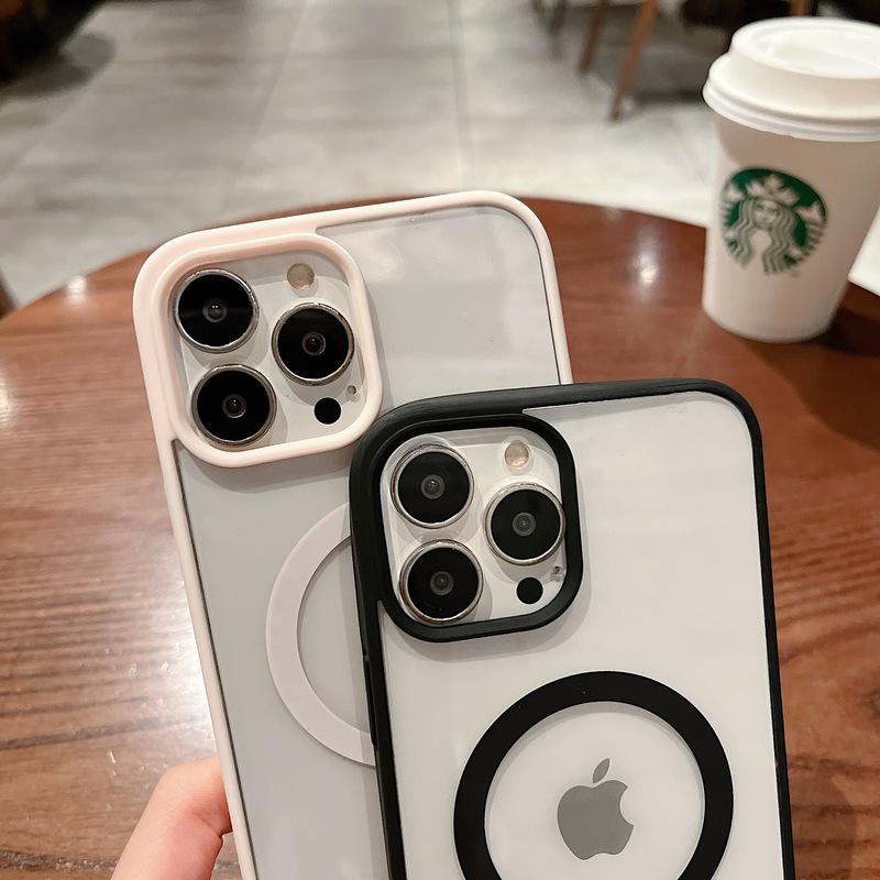 Для Magsafe Магнитный Чехол для Беспроводной Зарядки для iPhone 17 Air 16 15 14 13 12 11 16 Pro Max Mini Plus Жесткий Акриловый Прозрачный Чехол