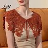 Vintage Style Hollow Shawl Crochet Flower False Collar for Women Retro Floral Detachable Fake Neck Accessory with Adjustable Ties Soft Decorative