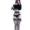 Lace Suspender Stockings Integrated Sexy Over-the-Knee Stockings Black Stockings Suspender Women's Leg Ring Strap-on Socks