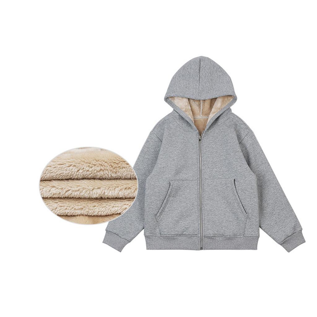 Зимняя флисовая толстовка с капюшоном для мальчиков и девочек, средняя и большая теплая куртка из овечьего флиса