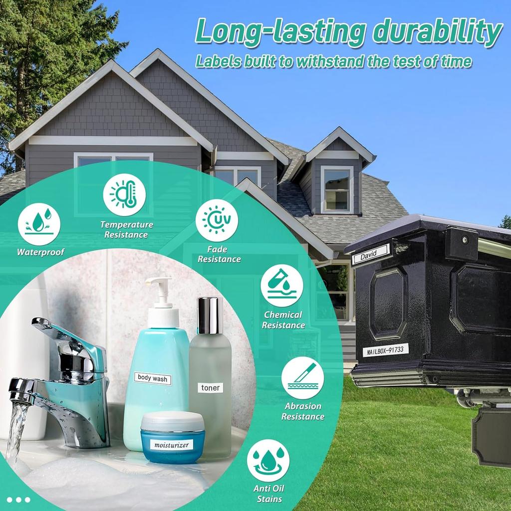 10 Pack Label Tape 12mm 0.47" Replacement for P-Touch Tape Compatible with Ptouch TZe-231 TZ-231 Laminated Tape, Black On White, for PT-D200 PT-D210