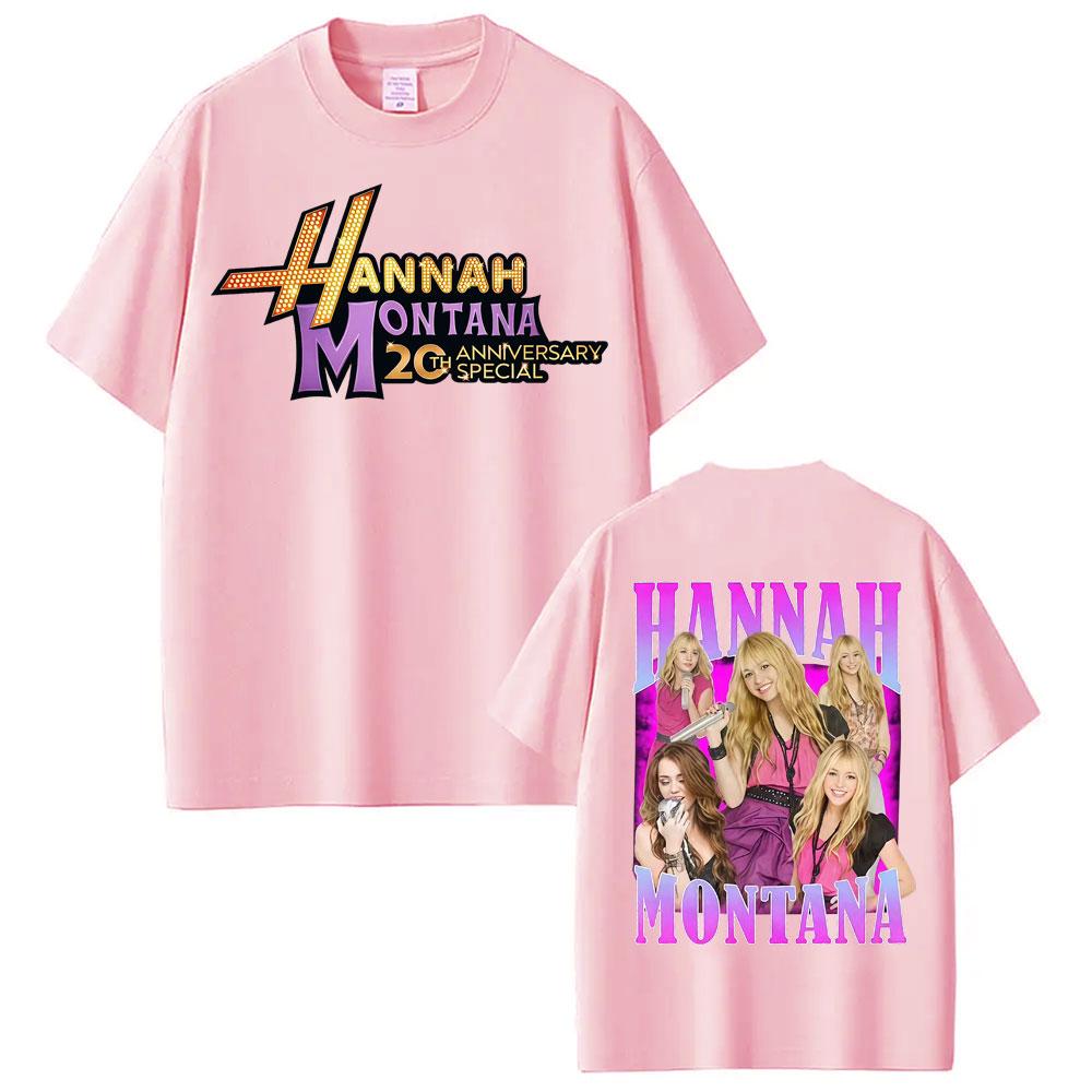Pop Star Hannah Montana 20 Years Anniversary Fashion T Shirts Men Women Summer Tops Vintage Oversized Cotton Tshirts Streetwear