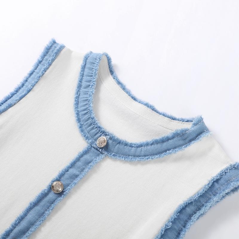 Трикотажное платье для женщин с О-образным вырезом без рукавов однобортные платья весна-лето женское модное платье с высокой талией