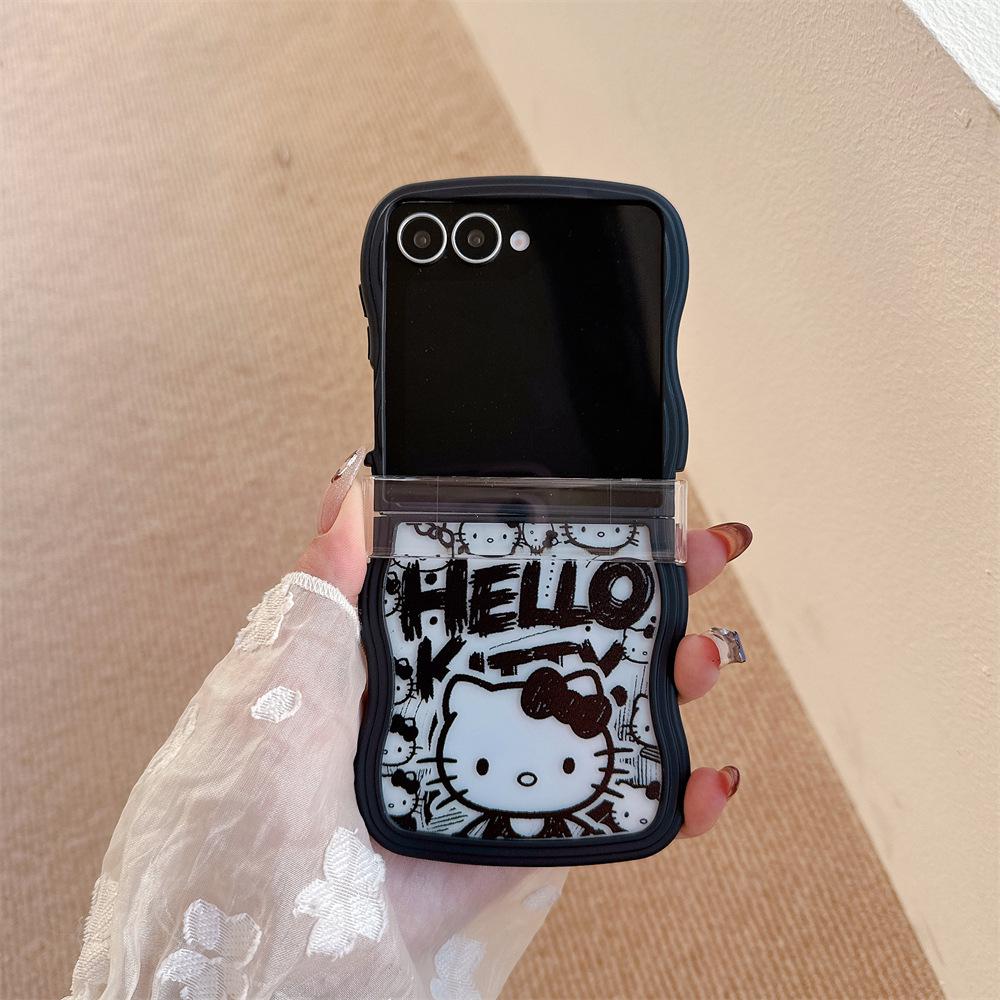 Защитный чехол для складного телефона Samsung Galaxy Z Flip7/6/5/4 с ремешком Hello Kitty