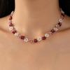 Ручная плетеная necklace в форме лепестка, свежий, милый и элегантный, носить разноцветную шейную цепочку из бисера-риса.