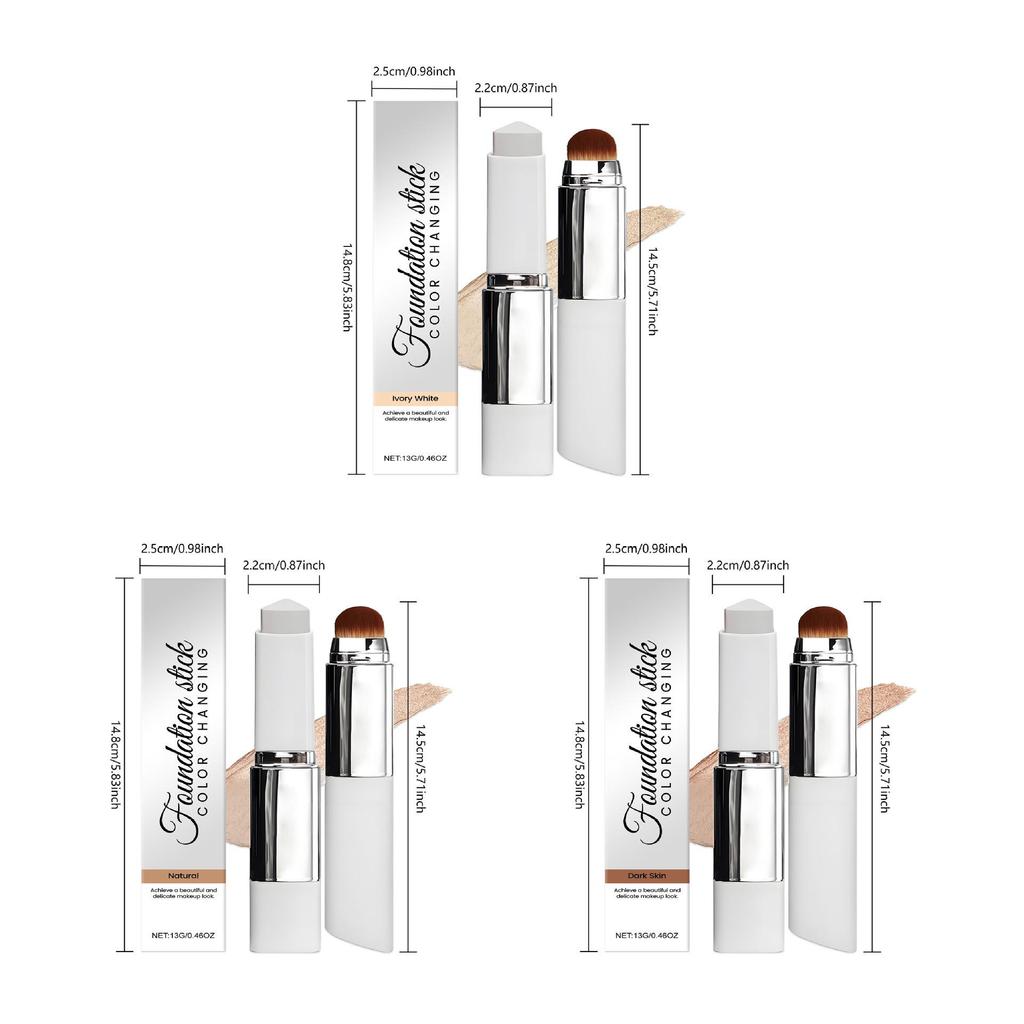 2-in-1 Color-Changing Foundation Stick: Clear, Natural, Lightweight Makeup for Oily and Dry Skin