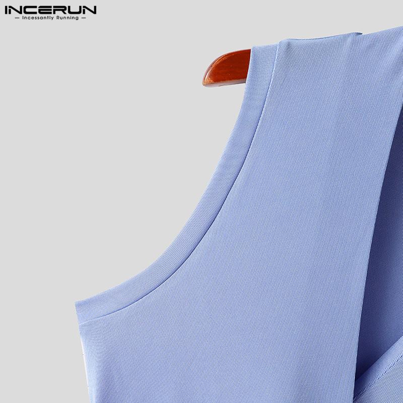 INCERUN Мужские майки без рукавов с глубоким V-образным вырезом, летние, с перекрещивающимися спереди жилетками