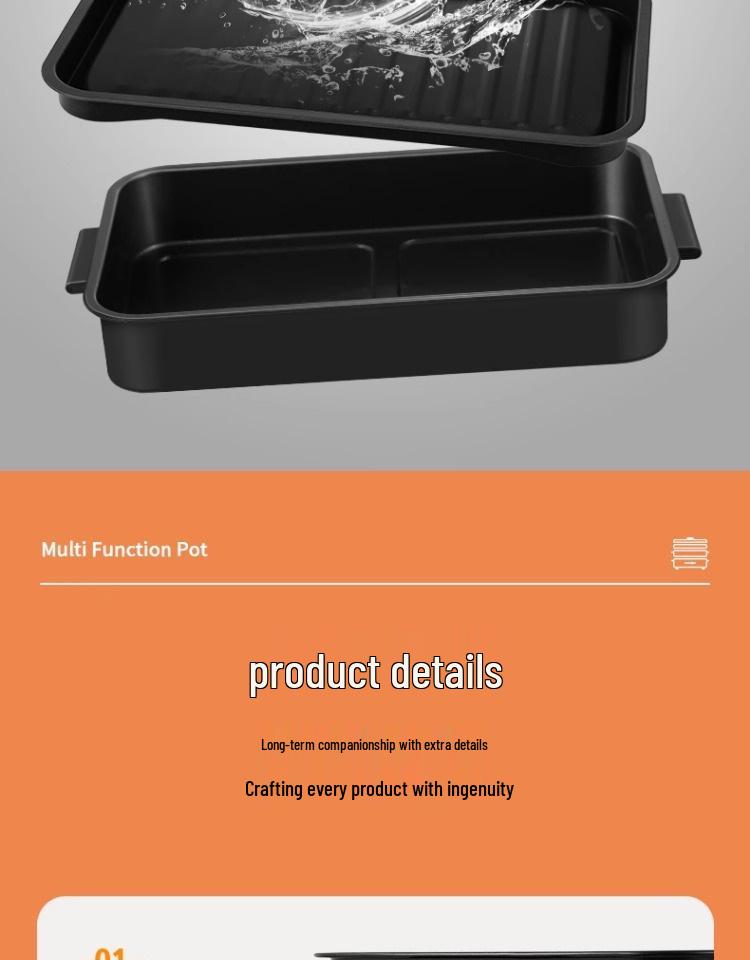 Multi-Function Electric Grill & Hot Pot Combo for Indoor BBQ and Baking